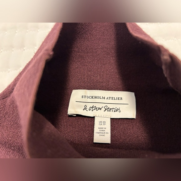 & Other Stories Turtleneck Sweater in Eggplant - Picture 4 of 4